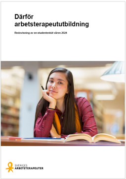 Omslaget till rapporten, en ung kvinna sitter i ett bibliotek