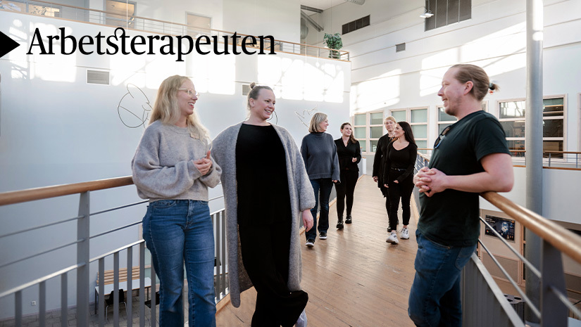 Arbetsterapeuterna Camilla Dawkins, Thérese Atterhem och Jack Brunius. Margareta Nylander, Maria Bramme, Camilla Sjöstedt och Jennifer Eklund i bakgrunden.